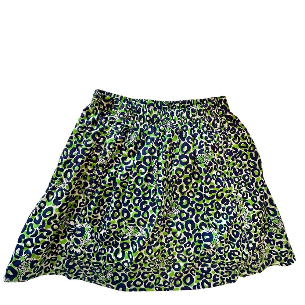 LILLY PULITZER XS THRILL OF THE CHASE NAVY GREEN SKIRT CHEETAH‎ Pockets